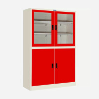 ราคา ตู้เก็บเอกสารเหล็ก 4 บานเปิด (บนกระจก/ล่างทึบ) ไอคอนิค MKO-402 สีเทาสลับ (YA07171)