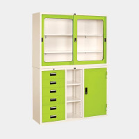 ราคา ตู้เก็บเอกสาร 2 บานเลื่อนกระจก 1 บานเปิด 6 ลิ้นชัก ไอคอนิค SLG4+R46 สีครีม 4 ฟุต (YA07187)