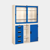 ราคา ตู้เก็บเอกสาร 2 บานเลื่อนกระจก 1 บานเปิด 4 ลิ้นชัก ไอคอนิค SLG4+R44 สีขาว-ส้ม 4 ฟุต (YA07223)