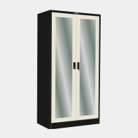 ราคา ตู้เสื้อผ้าเหล็ก ประตูบานเปิดกระจกเงา มือจับฝัง (Black Edition) มี 14 สี ไอคอนิค MWO-312 สีขาวไข่มุก 3 ฟุต (YA07231)