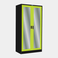 ราคา ตู้เสื้อผ้าเหล็ก ประตูบานเปิดกระจกเงา มือจับฝัง (Black Edition) มี 14 สี ไอคอนิค MWO-312 สีดำ-เขียว 3 ฟุต (YA07232)