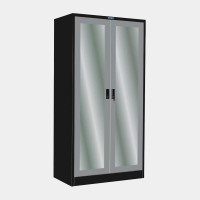 ราคา ตู้เสื้อผ้าเหล็ก ประตูบานเปิดกระจกเงา มือจับฝัง (Black Edition) มี 14 สี ไอคอนิค MWO-312 สีดำ-เทา 3 ฟุต (YA07237)