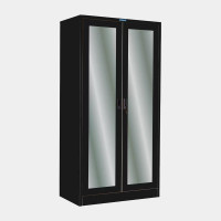 ราคา ตู้เสื้อผ้าเหล็ก ประตูบานเปิดกระจกเงา มือจับฝัง (Black Edition) มี 14 สี ไอคอนิค MWO-312 สีดำล้วน 3 ฟุต (YA07235)