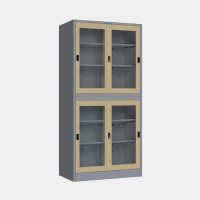 ราคา ตู้เก็บเอกสารบานเลื่อนกระจก (แบ่งบน-ล่าง) ไอคอนิค MKAS-311 สีเทาสลับ 3 ฟุต (YA07252)