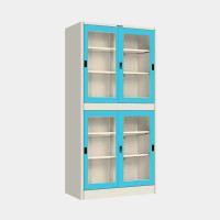 ราคา ตู้เก็บเอกสารบานเลื่อนกระจก (แบ่งบน-ล่าง) ไอคอนิค MKAS-311 สีขาว-ฟ้า 3 ฟุต (YA07254)