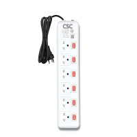 ราคา รางปลั๊กไฟ มอก. PinkSwitch 6ช่อง 6สวิตซ์ 5เมตร CSC AS166CSP-5M (YA07511)