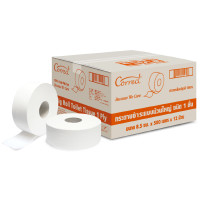 ราคา Correct กระดาษชำระม้วนใหญ่ หนา 1 ชั้น ความยาว 500 เมตร x 12 ม้วน [ยกลัง] (YA07849)