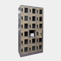 ราคา ตู้ล็อคเกอร์ 18 ช่อง บานกระจก เห็นสิ่งของภายใน ช่องโล่ง ไอคอนิค MLK-18G สีเทาสลับ 3 ฟุต (YA08007)
