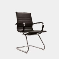 ราคา เก้าอี้รับรอง ขาและท้าวแขนทำจากเหล็กชุบโครเมียม แข็งแรง เบาะหุ้มหนัง PU ไอคอนิค CGC-01P สีดำ (YA09092)