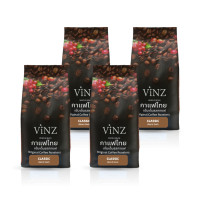 ราคา VINZ เมล็ดกาแฟดอยช้าง อาราบิก้าเบลน คั่วเข้ม ปลอดสารพิษ คลาสสิค 4 ถุง (1 กิโลกรัม.) (YA10405)