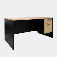 ราคา โต๊ะทํางาน ลิ้นชักซ้าย-ขวา ไอคอนิค PLD-1502 สีโอ๊คขาว-ดำ ขนาด 1.5 ม. (YA11231)