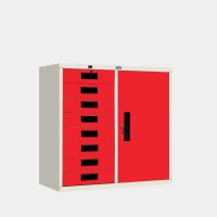 ราคา ตู้เก็บเอกสารบานรวม 1 บานเปิด 8 ลิ้นชัก ไอคอนิค MR-38 ขาว-แดง 3 ฟุต (YA14272)