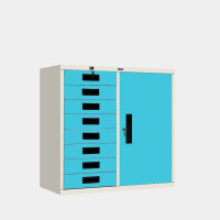 ราคา ตู้เก็บเอกสารบานรวม 1 บานเปิด 8 ลิ้นชัก ไอคอนิค MR-38 ขาว-ฟ้า 3 ฟุต (YA14280)