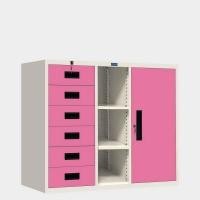 ราคา ตู้เก็บเอกสารบานรวม 1 บานเปิด 6 ลิ้นชัก มีชั้นกลาง ไอคอนิค MR-46 ขาว-ชมพู 4 ฟุต (YA14287)