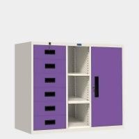 ราคา ตู้เก็บเอกสารบานรวม 1 บานเปิด 6 ลิ้นชัก มีชั้นกลาง ไอคอนิค MR-46 ขาว-ม่วง 4 ฟุต (YA14285)