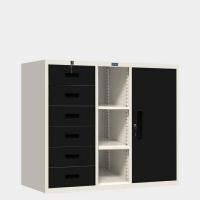 ราคา ตู้เก็บเอกสารบานรวม 1 บานเปิด 6 ลิ้นชัก มีชั้นกลาง ไอคอนิค MR-46 ขาว-ดำ 4 ฟุต (YA14295)