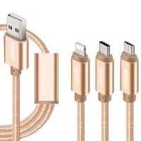 ราคา สายชาร์จ 3in1 ครบทุกพอร์ต ชาร์จพร้อมกัน โอคาวา UB-13 สีทอง เส้น (YA14751)