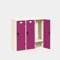 ราคา ตู้ล็อกเกอร์เตี้ย 3 ช่อง มีราวแขวนและแผ่นชั้น ไอคอนิค LK-T3 สีขาว-ม่วง (YA14854)