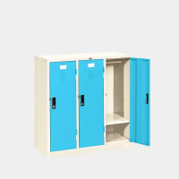 ราคา ตู้ล็อกเกอร์เตี้ย 3 ช่อง มีราวแขวนและแผ่นชั้น ไอคอนิค LK-T3 สีขาว-ฟ้า (YA14853)