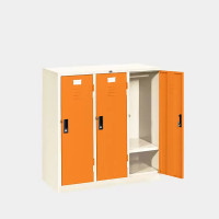 ราคา ตู้ล็อกเกอร์เตี้ย 3 ช่อง มีราวแขวนและแผ่นชั้น ไอคอนิค LK-T3 สีขาว-ส้ม (YA14855)