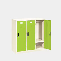 ราคา ตู้ล็อกเกอร์เตี้ย 3 ช่อง มีราวแขวนและแผ่นชั้น ไอคอนิค LK-T3 สีขาว-เขียว (YA14858)