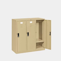 ราคา ตู้ล็อกเกอร์เตี้ย 3 ช่อง มีราวแขวนและแผ่นชั้น ไอคอนิค LK-T3 สีครีม (YA14856)