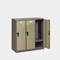 ราคา ตู้ล็อกเกอร์เตี้ย 3 ช่อง มีราวแขวนและแผ่นชั้น ไอคอนิค LK-T3 สีเทาสลับ (YA14861)