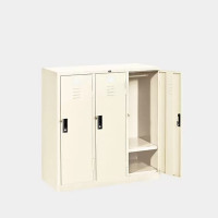 ราคา ตู้ล็อกเกอร์เตี้ย 3 ช่อง มีราวแขวนและแผ่นชั้น ไอคอนิค LK-T3 สีขาวไข่มุก (YA14857)