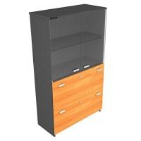 ราคา MO-TECH ตู้เอกสารสูง บนกระจก ล่าง 2 ลิ้นชัก 2CM953 สีเชอร์รี่-เทาเข้ม (YA15160)