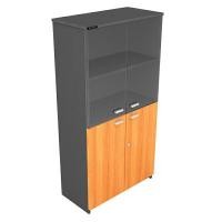 ราคา MO-TECH ตู้เอกสารสูง บนกระจก ล่างเปิดทึบ 2CM813 สีเชอร์รี่-เทาเข้ม (YA15176)