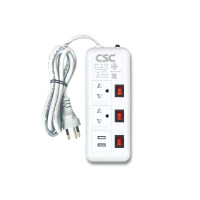 ราคา รางปลั๊กไฟ มอก 3สวิตช์ 2ช่อง 2USB CSC AM133U-10m 10ม. (YA17343)