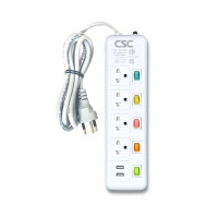 ราคา รางปลั๊กไฟ มอก ColorSwitch 5สวิตช์ 4ช่อง 2USB 10ม CSC AM155UCS-10m (YA17875)