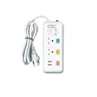 ราคา รางปลั๊กไฟ มอก ColorSwitch 3สวิตช์ 2ช่อง 2USB 10ม CSC AM133UCS-10m (YA17873)