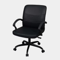 ราคา เก้าอี้สำนักงานพนักพิงกลาง ขาเหล็กชุบโครเมียม ไอคอนิค MH-205 สีดำ (YA18140)