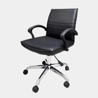 ราคา เก้าอี้สำนักงานพนักพิงเตี้ย ขาเหล็กชุบโครเมียม ไอคอนิค MH-005A สีดำ (YA18185)