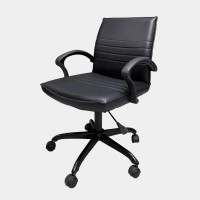 ราคา เก้าอี้สำนักงานพนักพิงเตี้ย ขาเหล็กดำ ไอคอนิค MH-005A สีดำ (YA18184)