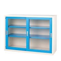 ราคา WELCO ตู้เก็บเอกสารบานเลื่อนกระจกเตี้ย รุ่น WSLG14 สีขาว-ฟ้า ขนาด 4 ฟุต (YA20349)