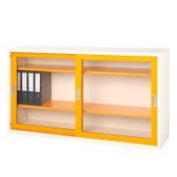 ราคา WELCO ตู้เก็บเอกสารบานเลื่อนกระจกเตี้ย รุ่น WSLG15 สีขาว-ส้ม ขนาด 5 ฟุต (YA20651)