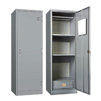 ราคา ตู้เสื้อผ้าบานเปิด 1 ประตู มีลิ้นชักล็อกกุญแจภายในตู้ เวลโก LK183 สีเทา สูง 183 ซม. (YA20715)