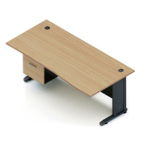 ราคา โต๊ะทำงานไม้ขาเหล็ก 2 ลิ้นชักซ้าย Century L189-L สีไวท์โอ๊ค ขนาด 1.8 ม. (YA22008)