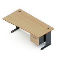 ราคา โต๊ะทำงานไม้ขาเหล็ก 2 ลิ้นชักขวา Century L189-R สีเชอร์รี่-ดำ ขนาด 1.8 ม. (YA22739)