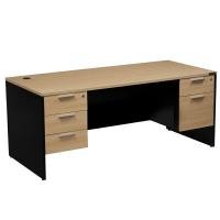 ราคา โต๊ะทำงานไม้ 5 ลิ้นชักซ้ายขวา 2 ขนาด Century LD32-Series สีเชอร์รี่-ดำ LD1832 ขนาด 180 x 80 x 75 ซม. (YA23235)