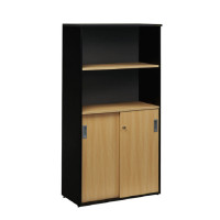 ราคา CENTURY ตู้เก็บเอกสารไม้ทรงสูง บนโล่ง ล่างบานเลื่อน LCH820 สีไวท์โอ๊ค (YA23375)