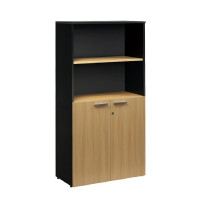 ราคา CENTURY ตู้เก็บเอกสารไม้ทรงสูง บนโล่ง ล่างบานเปิด LCH810 สีเชอร์รี่-ดำ (YA23378)