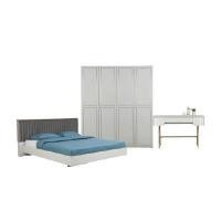 ราคา INDEX LIVING MALL ชุดห้องนอน รุ่นโคโค่ - สีเทาอ่อน ขนาด 6 ฟุต (เตียง(พื้นเตียงซี่), ตู้เสื้อผ้า 4 บาน, โต๊ะเครื่องแป้ง) (YA24885)