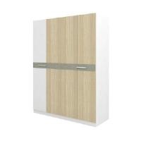 ราคา INDEX LIVING MALL ตู้เสื้อผ้า 4 บาน รุ่นออกาโน่ - สีขาว/เลอร์บานา โอ๊ค (YA26482)