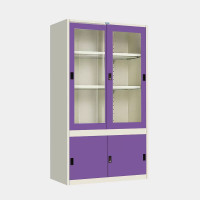 ราคา ICONIC ตู้เก็บเอกสารบานเลื่อนผสม (บนกระจกสูง-ล่างทึบเตี้ย) MKAS-401 สีขาว-ม่วง ขนาด 4 ฟุต (YA31386)
