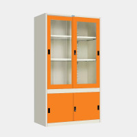 ราคา ICONIC ตู้เก็บเอกสารบานเลื่อนผสม (บนกระจกสูง-ล่างทึบเตี้ย) MKAS-401 สีขาว-ส้ม ขนาด 4 ฟุต (YA31389)