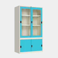 ราคา ICONIC ตู้เก็บเอกสารบานเลื่อนผสม (บนกระจกสูง-ล่างทึบเตี้ย) MKAS-401 สีขาว-ฟ้า ขนาด 4 ฟุต (YA31392)