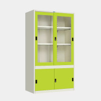 ราคา ICONIC ตู้เก็บเอกสารบานเลื่อนผสม (บนกระจกสูง-ล่างทึบเตี้ย) MKAS-401 สีขาว-เขียว ขนาด 4 ฟุต (YA31391)